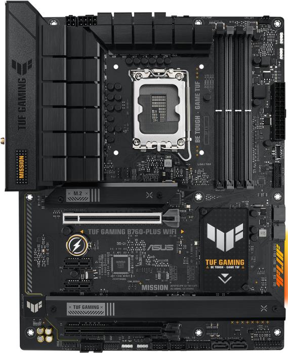 ASUS TUF GAMING B760-PLUS WIFI - Motherboard - ATX - LGA1700-Sockel - B760 Chipsatz - USB-C 3,2 Gen 2x2, USB 3,2 Gen 2, USB 3,2 Gen 1, USB-C 3,2 Gen2 - 2,5 Gigabit LAN, Wi-Fi 6, Bluetooth - Onboard-Grafik (CPU erforderlich) - HD Audio (8-Kanal) (90MB1ER0-M1EAY0)