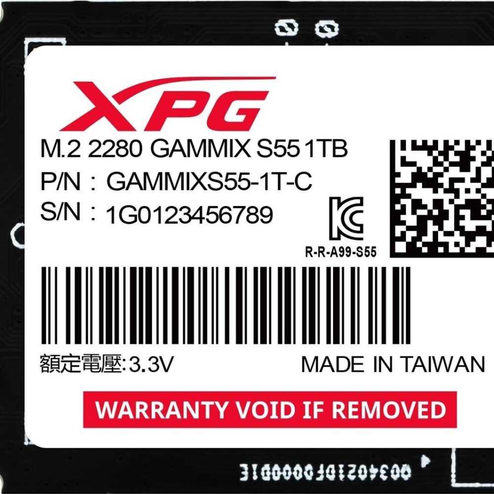 ADATA SGAMMIXS55-1T-C Internes Solid State Drive M.2 1 TB PCI Express 4.0 3D NAND NVMe (SGAMMIXS55-1T-C)