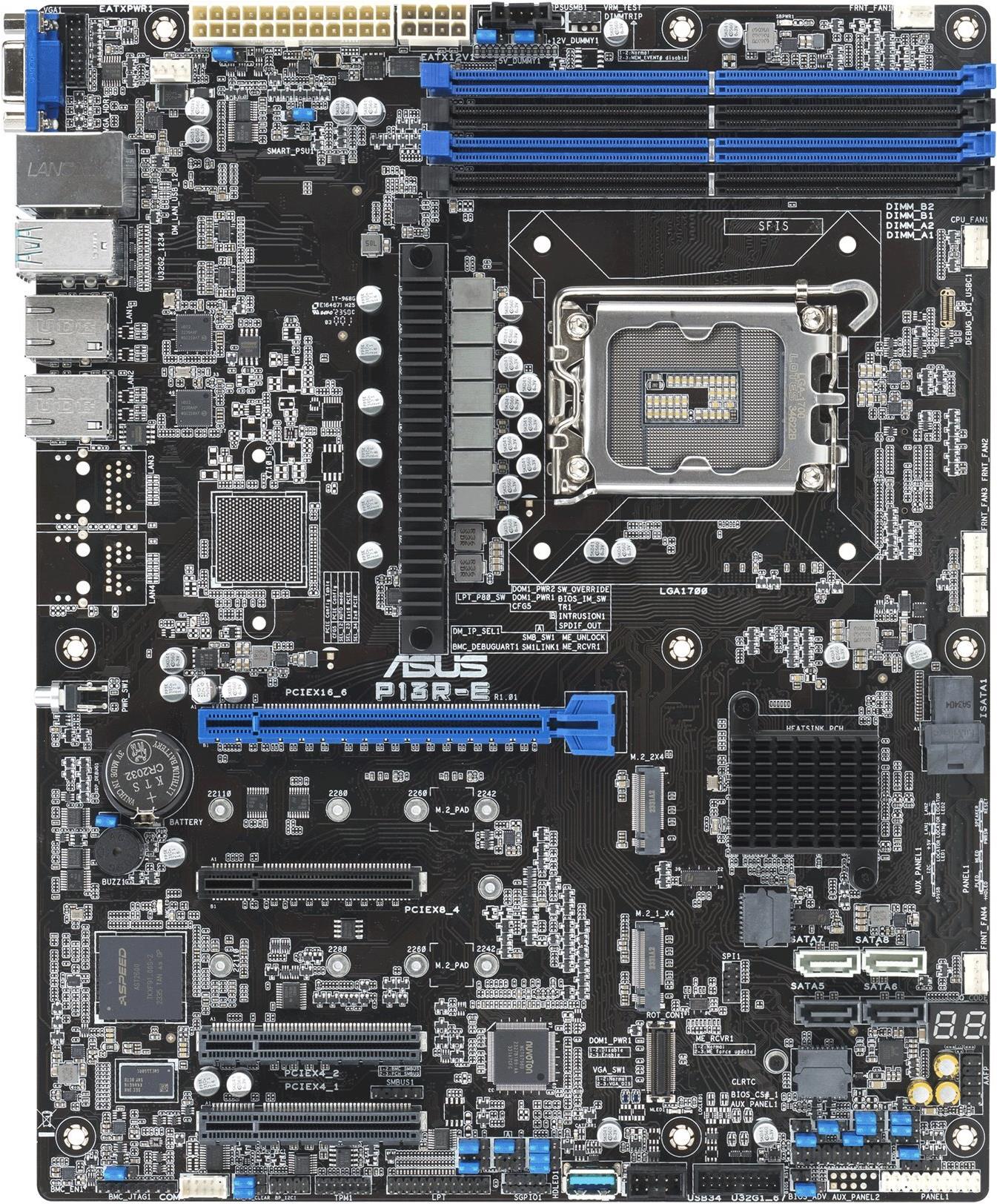 ASUS P13R-E - Motherboard - ATX - LGA1700-Sockel - C266 Chipsatz - USB 3,2 Gen 1, USB 3,2 Gen 2 - Gigabit LAN - Onboard-Grafik (90SB0CS0-M0UAY0)