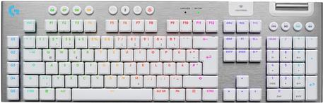 Logitech G G915 X - Tastatur - LIGHTSPEED - Hintergrundbeleuchtung - kabellos - Bluetooth 5,0, 2,4 GHz, USB - QWERTZ - Deutsch - Tastenschalter: GL Clicky - weiß (920-012686)