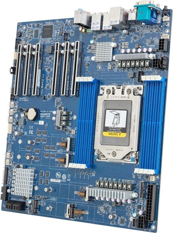 Gigabyte MH53-G40 1x sTR5 AMD ryzen Threadripper PRO 7000 WRX90 (8X DIMM, 4x SATA, 1x MCIO 8i, 4xM.2, 2x 10Gbe, E-ATX) (9MH53G40MR-000)