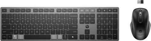 HP 725 - Tastatur-und-Maus-Set - multifunktional, wiederaufladbar, betrieben mit Superkondensator - full size - kabellos - 2,4 GHz, Bluetooth - Deutsch - Dämmerungsschwarz - Smart Buy (9T5B0UT#ABD)