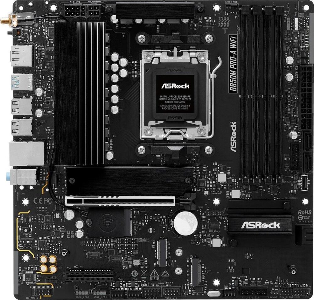 ASRock B850M Pro-A WiFi AM5 mATX HDMI/DP DDR5 - AMD Sockel AM5 (Ryzen Zen4) - Micro/Mini/Flex-ATX (90-MXBR9-A0UAYZ)