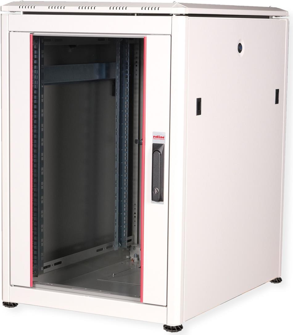 Roline Pro - Schrank Netzwerkschrank - mit Glastür, 600 x 800 mm (B x T) - Hellgrau, RAL 7035 - 16U - 48.3 cm (19") (26.21.0048)