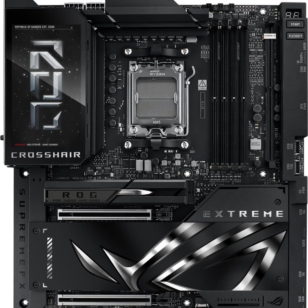 ASUS ROG CROSSHAIR X870E EXTREME - Motherboard - ATX - Socket AM5 - AMD X870E Chipsatz - USB4, USB-C 3.2 Gen2, USB 3.2 Gen 2, USB-C 3.2 Gen 2x2, USB 3.2 Gen 1 - Wi-Fi 7, Bluetooth, 5 Gigabit Ethernet, 10 Gigabit LAN - Onboard-Grafik (CPU erforderlich) (90MB1LB0-M0EAY0)