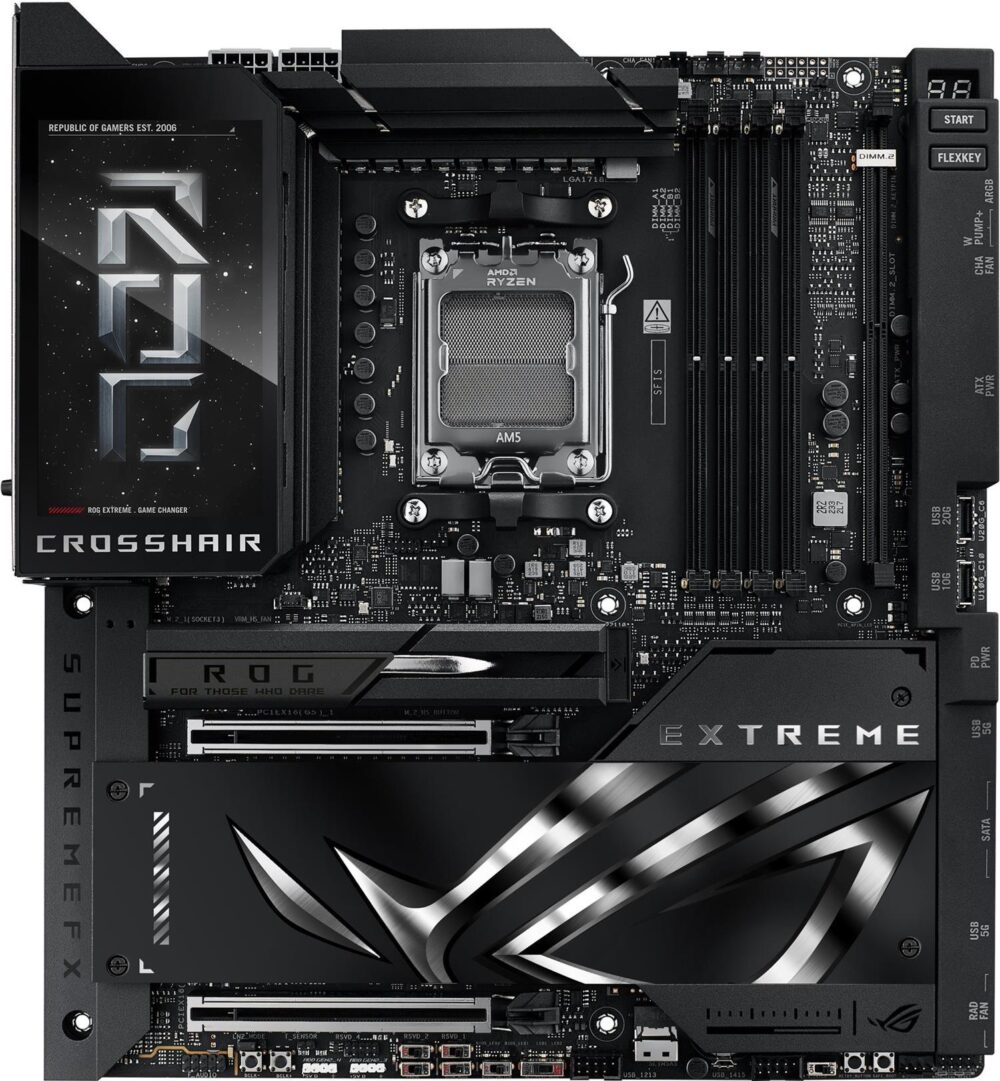 ASUS ROG CROSSHAIR X870E EXTREME - Motherboard - ATX - Socket AM5 - AMD X870E Chipsatz - USB4, USB-C 3.2 Gen2, USB 3.2 Gen 2, USB-C 3.2 Gen 2x2, USB 3.2 Gen 1 - Wi-Fi 7, Bluetooth, 5 Gigabit Ethernet, 10 Gigabit LAN - Onboard-Grafik (CPU erforderlich) (90MB1LB0-M0EAY0)