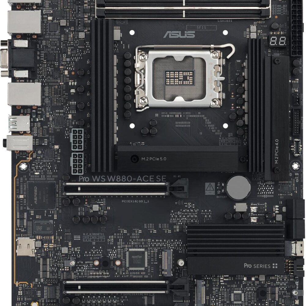 ASUS Pro WS W880-ACE SE - Motherboard - ATX - LGA1851-Sockel - W880 Chipsatz - USB4, USB 3.2 Gen 2x2, USB 3.2 Gen 2, USB 3.2 Gen 1 - 2 x 2.5 Gigabit LAN, Gigabit LAN - Onboard-Grafik - HD Audio (8-Kanal) (90MB1KV0-M0EAY0)