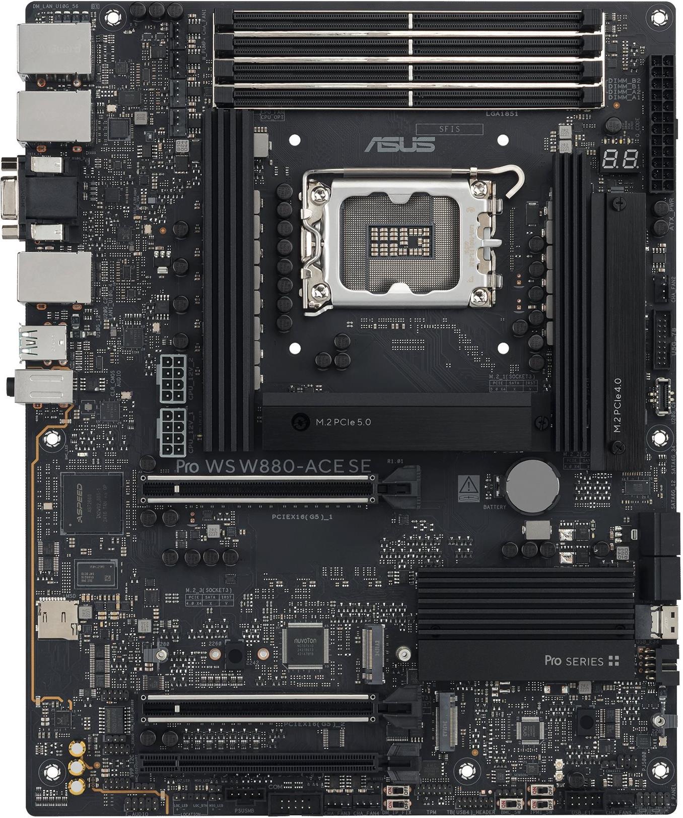 ASUS Pro WS W880-ACE SE - Motherboard - ATX - LGA1851-Sockel - W880 Chipsatz - USB4, USB 3.2 Gen 2x2, USB 3.2 Gen 2, USB 3.2 Gen 1 - 2 x 2.5 Gigabit LAN, Gigabit LAN - Onboard-Grafik - HD Audio (8-Kanal) (90MB1KV0-M0EAY0)