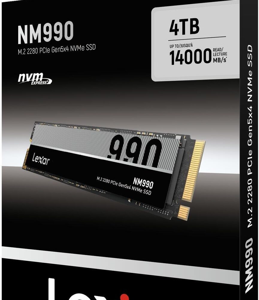 Lexar NM990 SSD 4TB M.2 2280 PCIe Gen5 NVMe Internes Solid-State-Module (LNM990X004T-RNNNG)