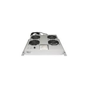 Intellinet - Rack-Lüfterfach (220/240 V) mit Thermostat (4 Lüfter) - Grau, RAL 9005 - 48,3 cm (19") (712798)