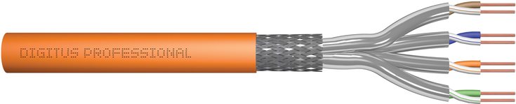 DIGITUS Professional - Bulkkabel - 500,0m - SFTP, PiMF -Cat.7 Rohkabel - IEEE 802,5/IEEE 802,3 - halogenfrei, Riser, robust - orange, RAL 2000 (DK-1743-VH-D-5)