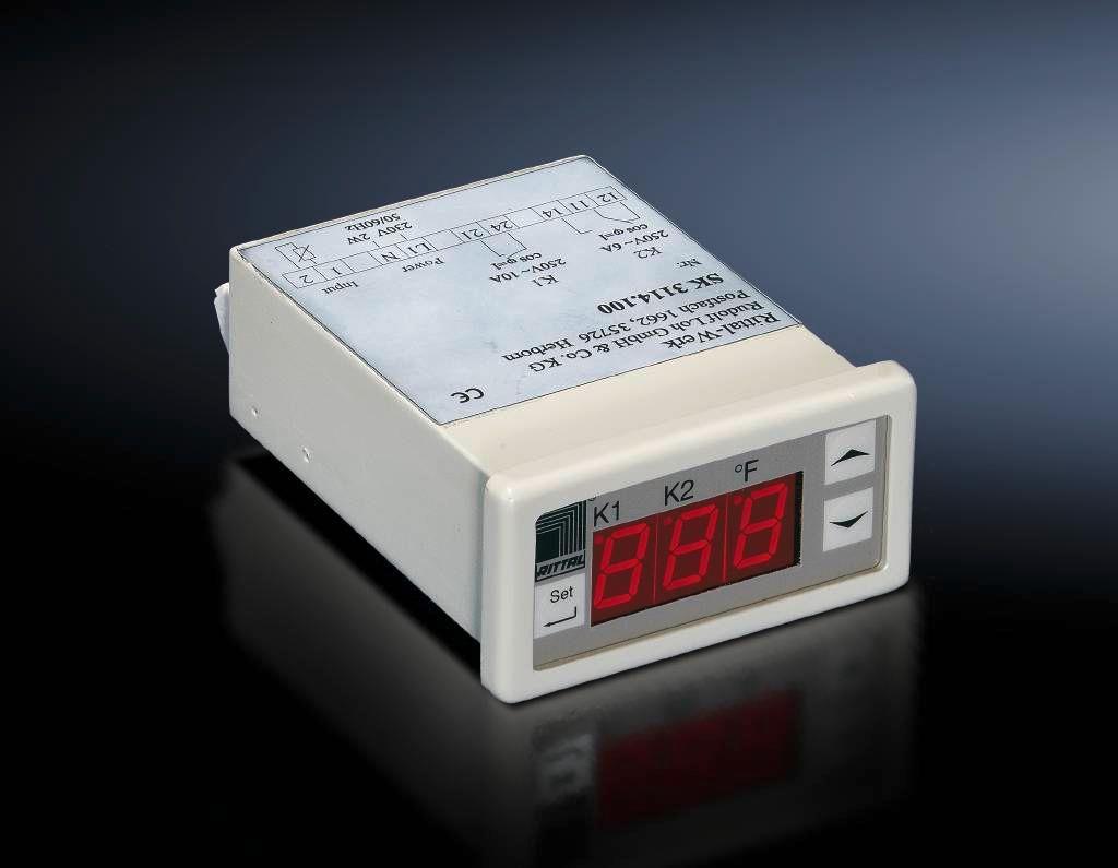 Rittal SK - Rack digitales Thermometer und Thermostat - Wand montierbar, Rack montierbar - AC 100-230 - DC 24-60 V - RAL 7035 (3114200)