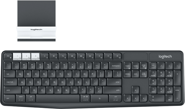 Logitech K375s Multi-Device - Tastatur - Bluetooth, 2.4 GHz - QWERTZ - Deutsch - Graphite, Off-White