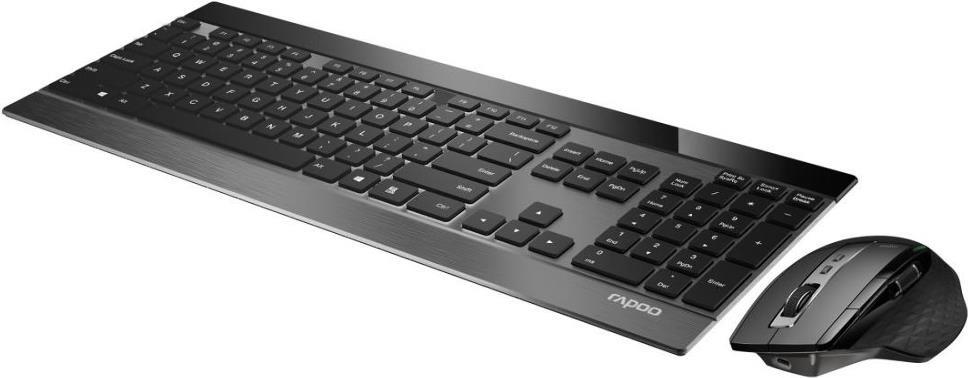 Rapoo 9900M - Tastatur-und-Maus-Set - kabellos - 2.4 GHz, Bluetooth 4.0, Bluetooth 3.0 - Deutsch - Schwarz