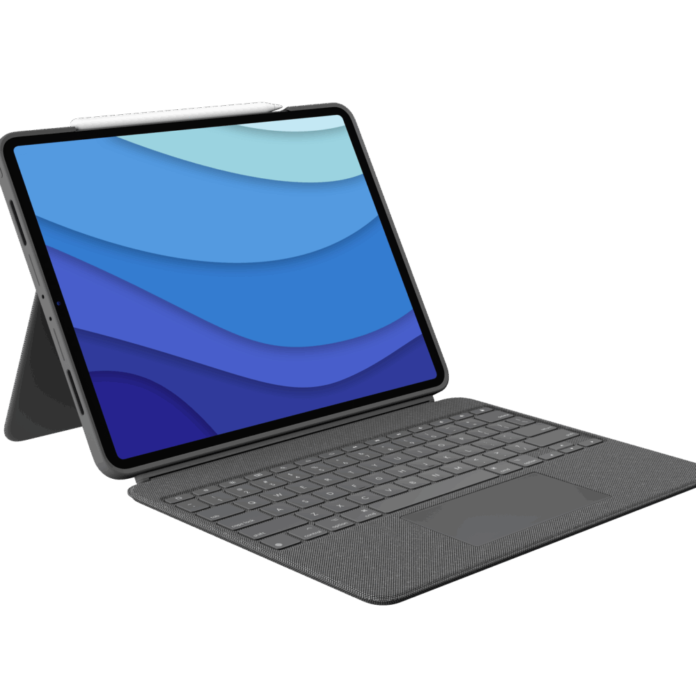 Logitech Combo Touch - Tastatur und Foliohülle - mit Trackpad - hintergrundbeleuchtet - Apple Smart connector - QWERTZ - Deutsch - Oxford Gray - für Apple 12.9"  iPad Pro (5. Generation)