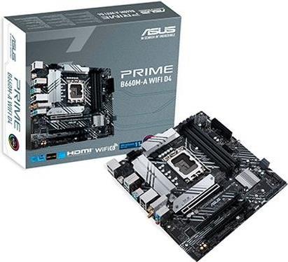 ASUS PRIME B660M-A WIFI D4 - Motherboard - micro ATX - LGA1700-Sockel - B660 Chipsatz - USB-C Gen1, USB 3,2 Gen 1, USB 3,2 Gen 2 - Gigabit LAN, Wi-Fi 6, Bluetooth - Onboard-Grafik (CPU erforderlich) - HD Audio (8-Kanal) (90MB1AE0-M0EAY0)