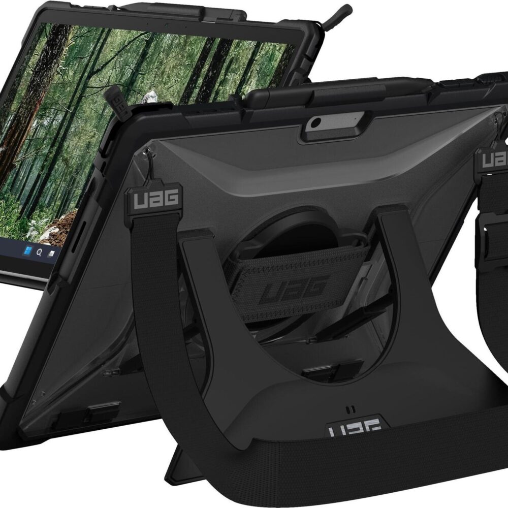 Urban Armor Gear UAG Plasma Series Rugged Case for Surface Pro 9, 10, 11 - Plasma Series w - Handstrap and Shoulder Strap- Clear - Hintere Abdeckung für Tablet - Ice - für Microsoft Surface Pro 9, 10, 11(324012114343)