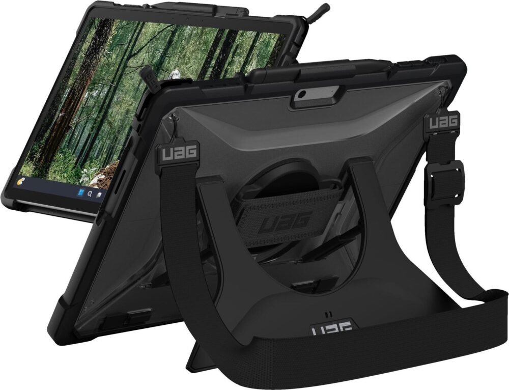 Urban Armor Gear UAG Plasma Series Rugged Case for Surface Pro 9, 10, 11 - Plasma Series w - Handstrap and Shoulder Strap- Clear - Hintere Abdeckung für Tablet - Ice - für Microsoft Surface Pro 9, 10, 11(324012114343)