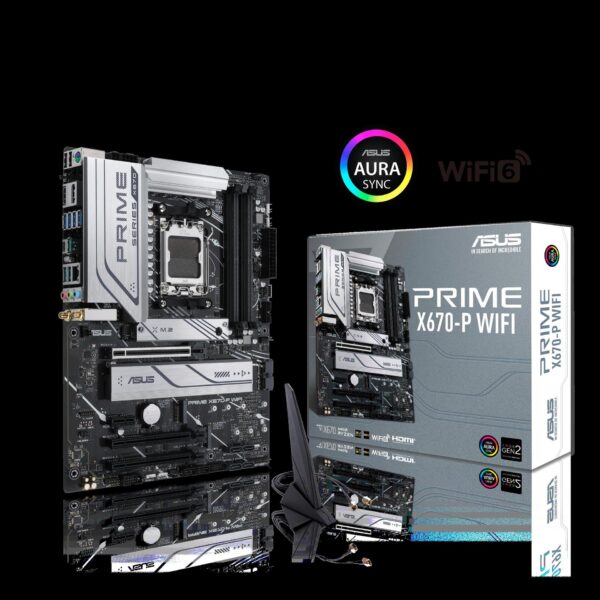 ASUS Prime X670-P WIFI - Motherboard - ATX - Socket AM5 - AMD X670 Chipsatz - USB-C 3,2 Gen 1, USB-C Gen 2x2, USB 3,2 Gen 1, USB 3,2 Gen 2 - 2,5 Gigabit LAN, Wi-Fi 6, Bluetooth - Onboard-Grafik (CPU erforderlich) - HD Audio (8-Kanal) (90MB1BV0-M0EAY0)