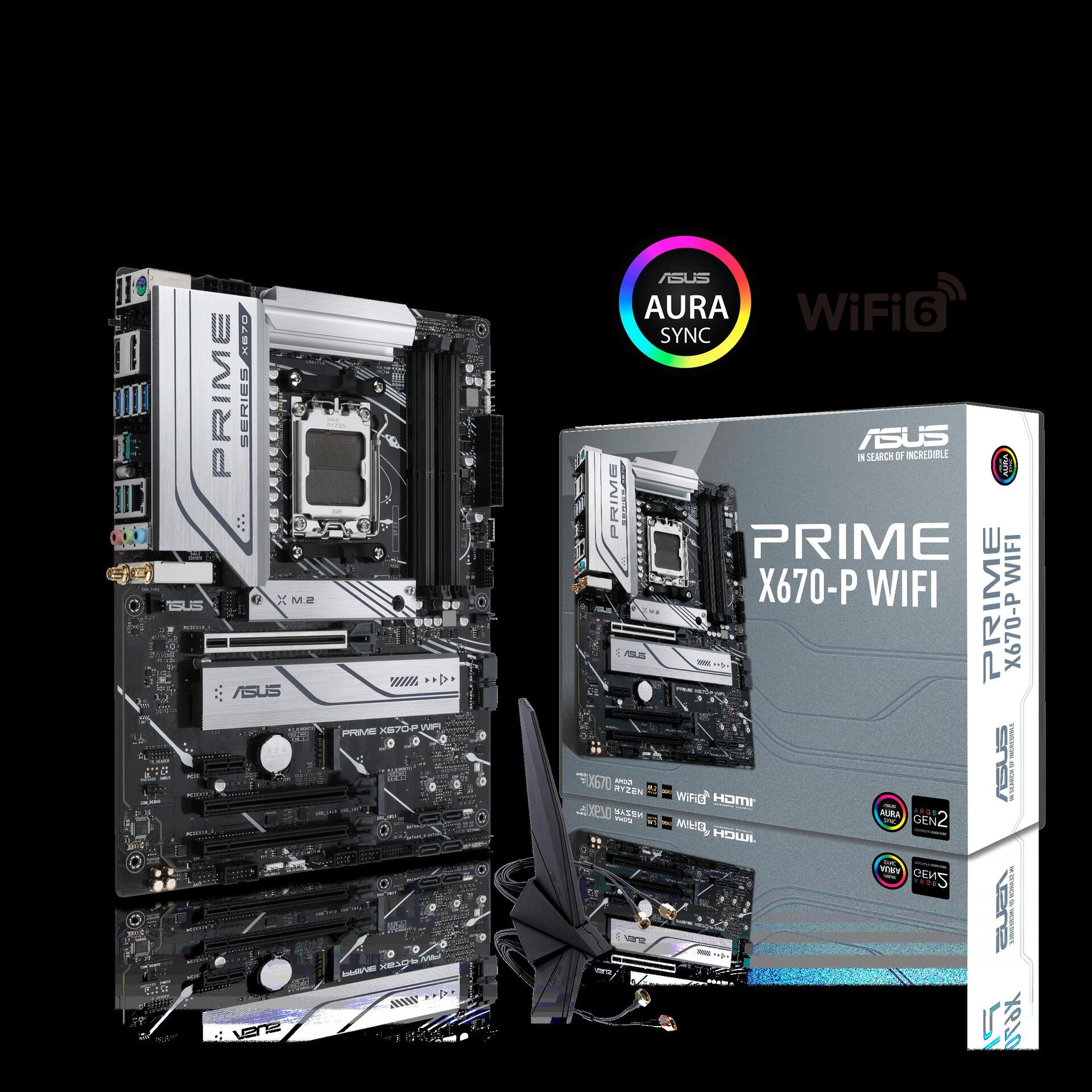 ASUS Prime X670-P WIFI - Motherboard - ATX - Socket AM5 - AMD X670 Chipsatz - USB-C 3,2 Gen 1, USB-C Gen 2x2, USB 3,2 Gen 1, USB 3,2 Gen 2 - 2,5 Gigabit LAN, Wi-Fi 6, Bluetooth - Onboard-Grafik (CPU erforderlich) - HD Audio (8-Kanal) (90MB1BV0-M0EAY0)