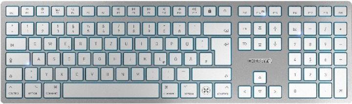 CHERRY KW KW 9100 SLIM - Tastatur - kabellos - 2,4 GHz, Bluetooth 4,0 - QWERTY - USA - Tastenschalter: CHERRY SX - Silber (JK-9110US-1)
