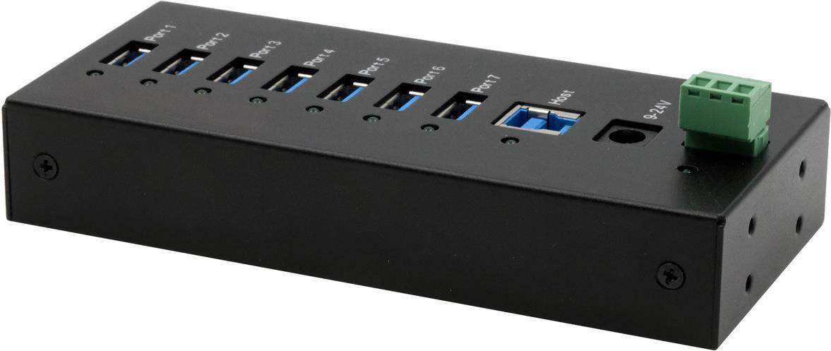 EXSYS GmbH 7-Port USB 3.2 Gen 1 Metall HUB, DIN-Rail, 15KV ESD Schutz (Tiveco) (EX-11247HMS)