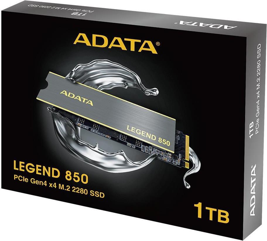 ADATA Legend 850 - SSD - 1TB - intern - M.2 2280 - PCIe 4,0 x4 (NVMe) - 256-Bit-AES - integrierter Kühlkörper (ALEG-850-1TCS)