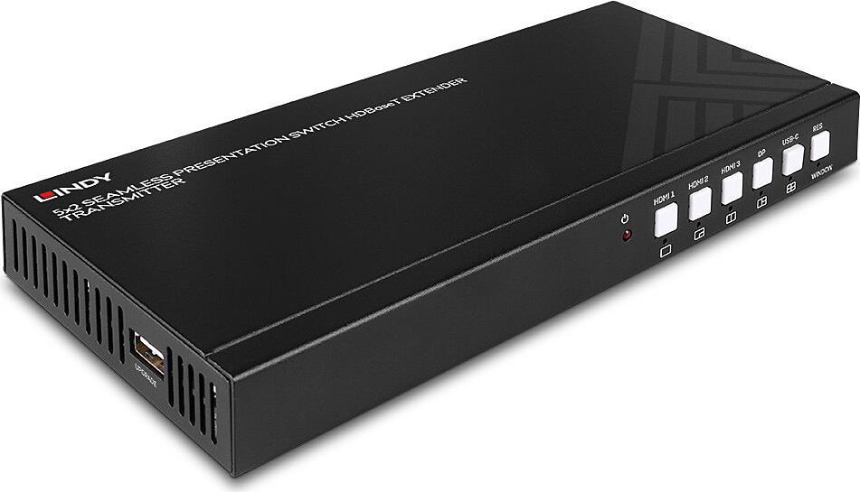 LINDY Extender - Erweiterung für Video/Audio - Sender - RS-232, HDMI, DisplayPort, HDBaseT - über CAT 6 - 5 Anschlüsse - bis zu 70 m (38338)