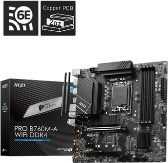 MSI PRO B760M-A WIFI DDR4 Motherboard Intel B760 LGA 1700 micro ATX (7D99-001R)