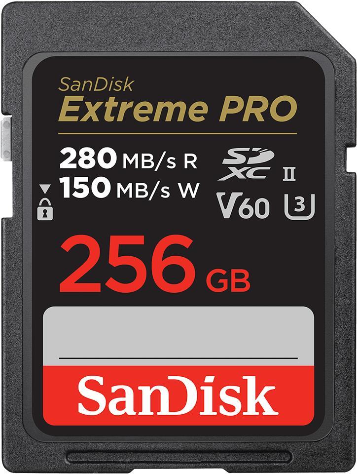 SanDisk Extreme Pro - Flash-Speicherkarte - 256GB - Video Class V60 / UHS-II U3 / Class10 - SDXC UHS-II (SDSDXEP-256G-GN4IN)