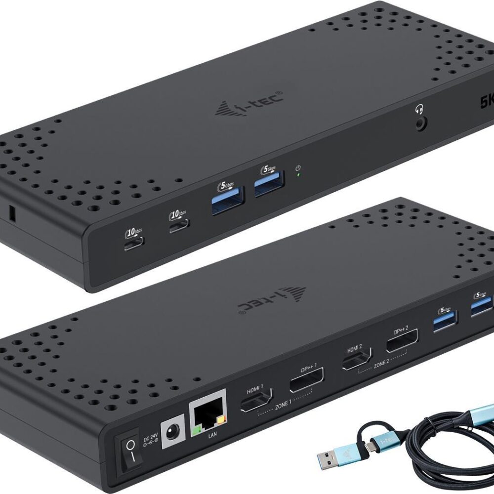 i-tec USB 3.0 / USB-C / Thunderbolt 3 Dual Display Docking Station Gen2 + Power Delivery 100W - Kabelgebunden - USB 3.2 Gen 1 (3.1 Gen 1) Type-C - 100 W - 10,100,1000 Mbit/s - Schwarz - 10 Gbit/s (CADUA4KDOCKPDL2)