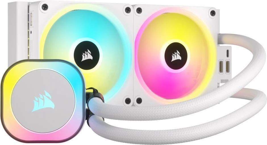 CORSAIR iCUE Link H100I RGB - Prozessor-Flüssigkeitskühlsystem - Kühlergröße: 240 mm - (für: LGA1156, LGA1155, LGA1150, LGA1151, AM4, LGA1200, LGA1700, AM5) - Kupfer - 120 mm - weiß (CW-9061005-WW)