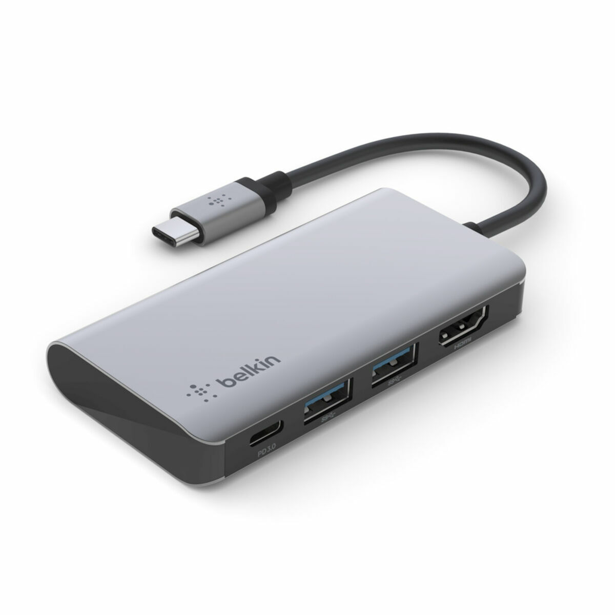 Hub USB 4 Porte Belkin AVC006btSGY Grigio Nero Argentato Alluminio
