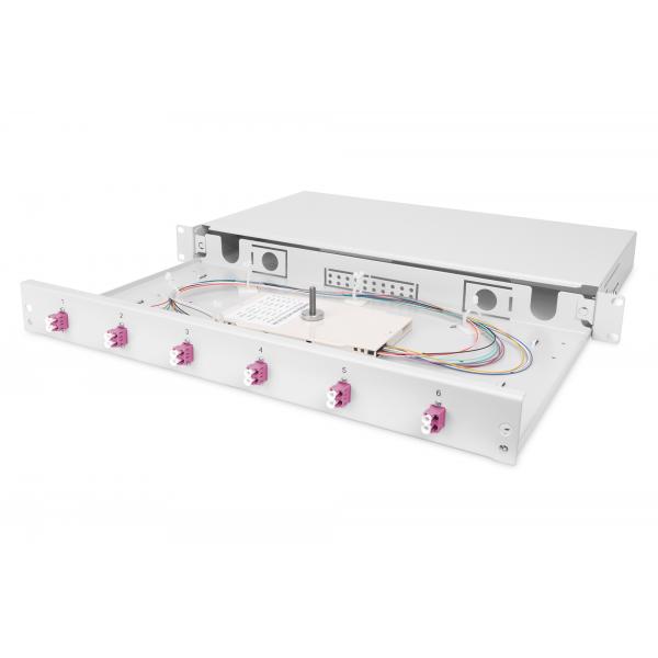 Digitus Scatola di giunzione LWL, 1U, attrezzata, LC, OM4 (FIBER OPTIC SLIDING SPLICE BOX - 1U EQUIPPED LC OM4)