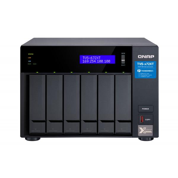 QNAP TVS-672XT NAS Tower Intel® Core™ i3 8 GB DDR4 0 TB QNAP QTS Nero (QNAP TVS-672XT - NAS-server)