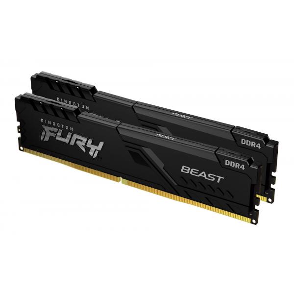Kingston Technology FURY Beast 32GB 3200MT/s DDR4 CL16 DIMM [Kit da 2] 1Gx8 Black (32GB DDR4-3200MHZ CL16 DIMM - [KIT OF 2] 1GX8 FURY BEAST BLACK)