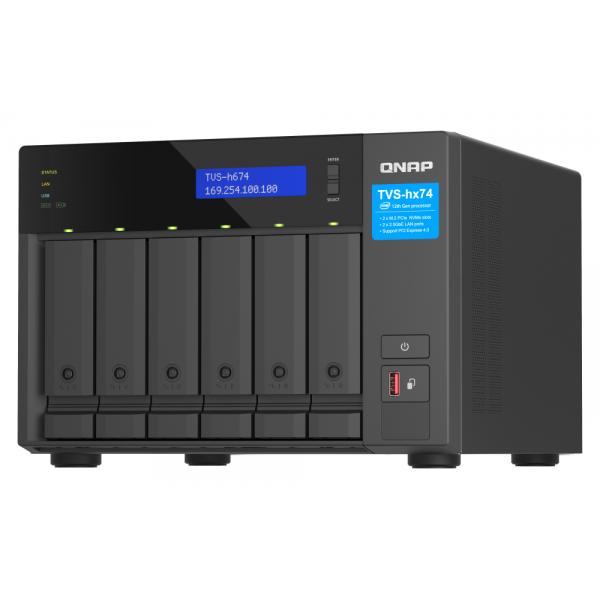QNAP TVS-h674 NAS Tower Intel® Core™ i5 i5-12400 32 GB DDR4 12 TB HDD QuTS hero Nero (QNAP TVS-h674-i5-32G 12TB [WD RED PRO] 6-bay QuTS hero NAS; Intel [2Years warranty])
