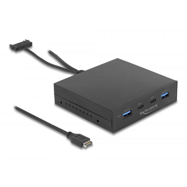 DeLOCK Pannello frontale da 3.5? USB 3.2 Gen 2, 2 x USB Type-C + 2 x USB Tipo-A (Delock 3.5 USB 3.2 Gen 2 Front Panel 2)