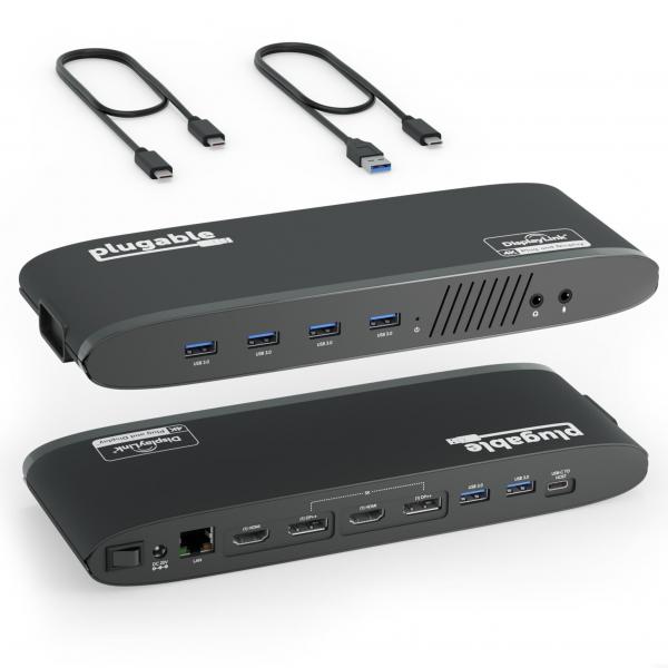 Plugable Technologies UD-6950H-EUA replicatore di porte e docking station per laptop Cablato USB 3.2 Gen 1 [3.1 Gen 1] Type-C Nero (Plugable USB 3.0 Dual 4K Display Dock)