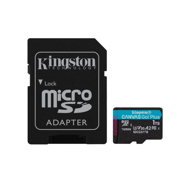 Kingston Technology Scheda microSDXC Canvas Go Plus 170R A2 U3 V30 da 1TB + adattatore (KTC 1TB microSD CanvasGo Plus)