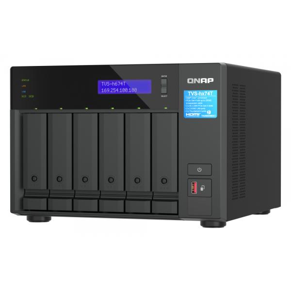 QNAP TVS-h674T NAS Tower Intel® Core™ i5 i5-12400 32 GB DDR4 36 TB HDD QuTS hero Nero (QNAP 36TB [Seagate Ironwolf] TVS-H674T-I5-32G 6-bay QuTS hero NAS; Intel Core i5-12400 6-core/12-thread; up to 4.6GHz; 32GB SO-DIMM DDR4[max.64GB]; 6 x 2.5/3.5 SATA HDD/SSD; 2 x 2.5GbE; 2x M.2 PCIe Gen4 x4 slots; 2 x Thunderbolt 4; PCIe Gen4 slots; HDMI 1.4b; 350W PSU [3Years warranty])