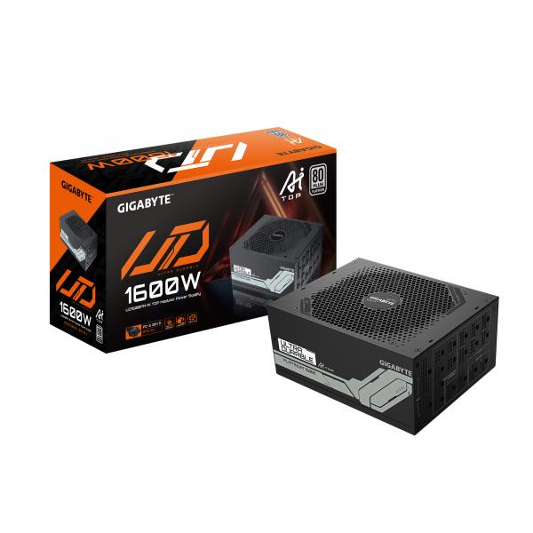 GIGABYTE UD1600PM PG5 AI TOP Alimentatore - PCIe 5.0, 80 PLUS Platinum, Design completamente modulare, Ventola da 120 mm, Compatibile con ATX 3.1, Spina EU