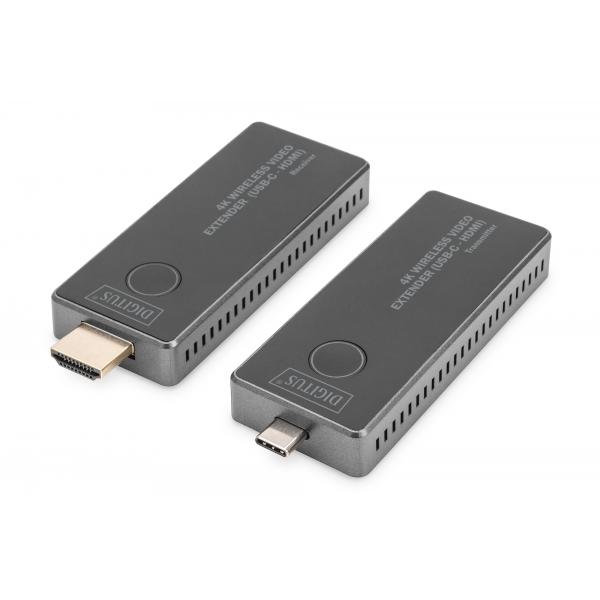 4K Wireless Video Extender USB-C > HDMI, 30 Meter, HDMI Verlängerungsilver/black, Sendeeinheit + Empfängereinheit