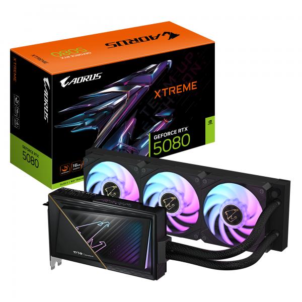 GeForce RTX 5080 AORUS XTREME WATERFORCE 16G,  schede video DLSS 4, 3x DisplayPort, 1x HDMI 2.1