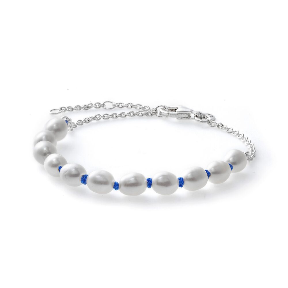 PANDORA JEWELS Mod. TREATED FRESHWATER CULTURED PEARL BLUE CORD - Size 18 ***SPECIAL PRICE***