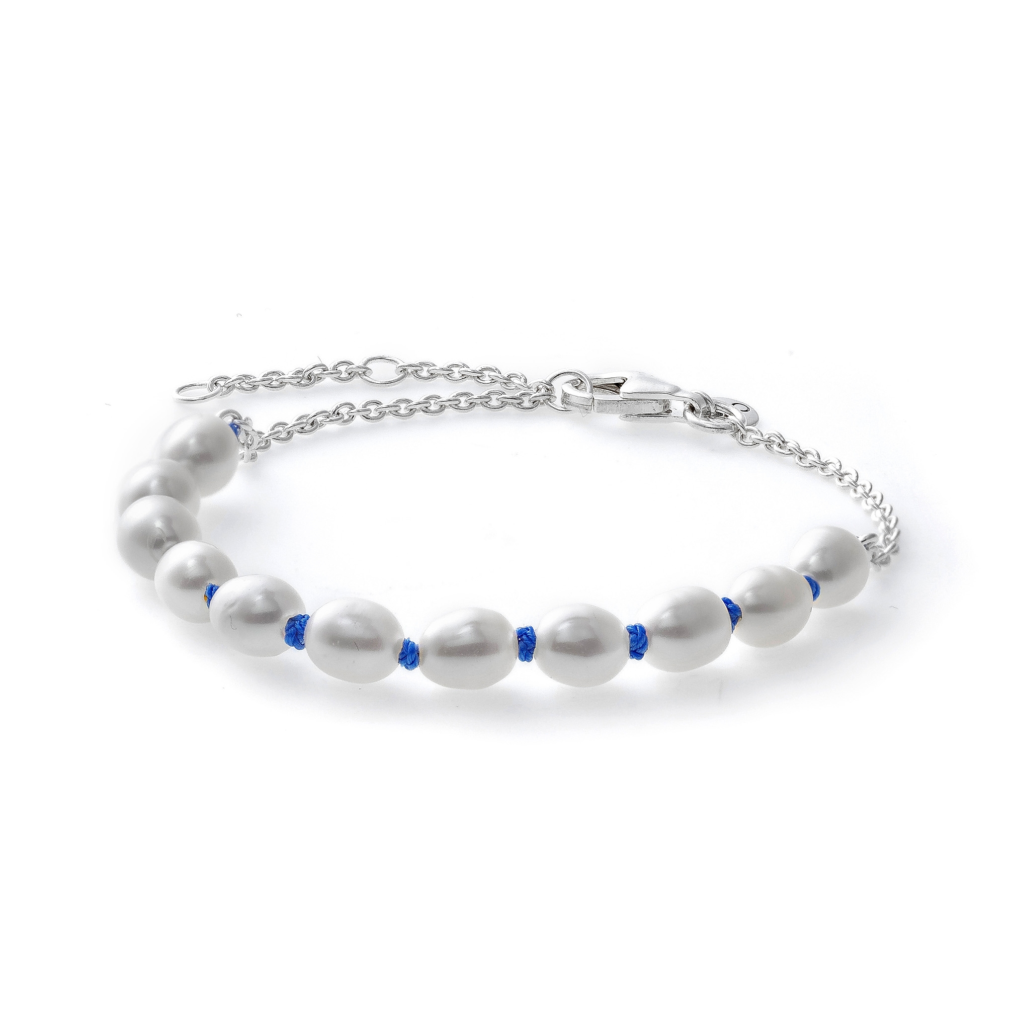 PANDORA JEWELS Mod. TREATED FRESHWATER CULTURED PEARL BLUE CORD - Size 18 ***SPECIAL PRICE***