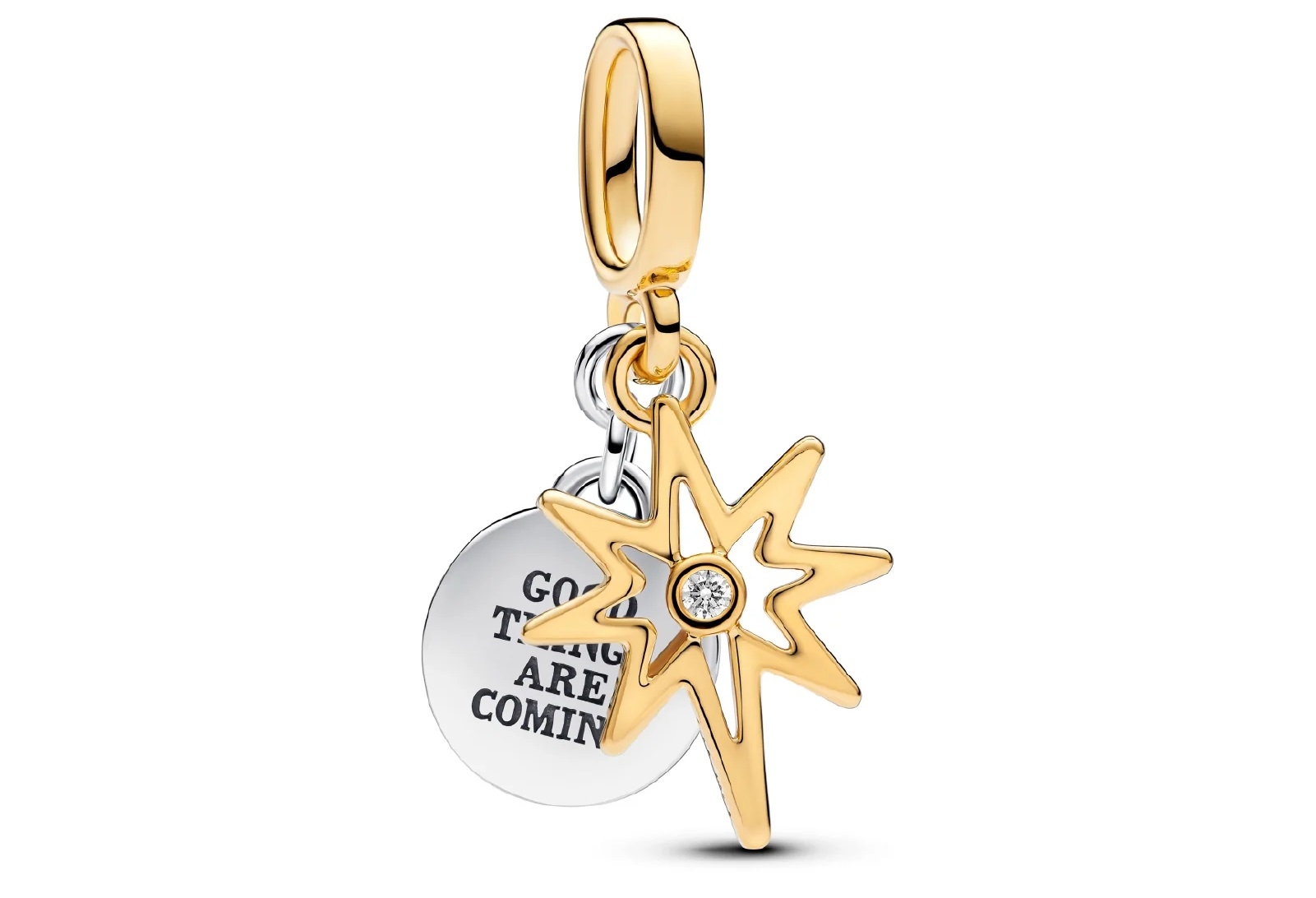 PANDORA CHARMS Mod. ENGRAVABLE NORTH STAR LAB-GROWN DIAMOND DANGLE
