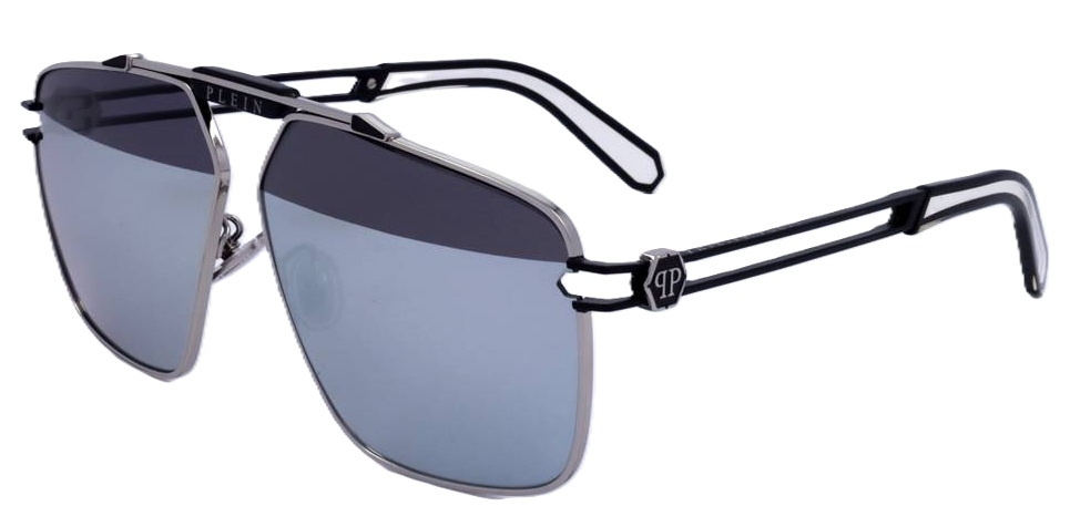 PHILIPP PLEIN SUNGLASSES Mod. SPP049M SHINY PALLADIUM SEMI MATTE BLACK