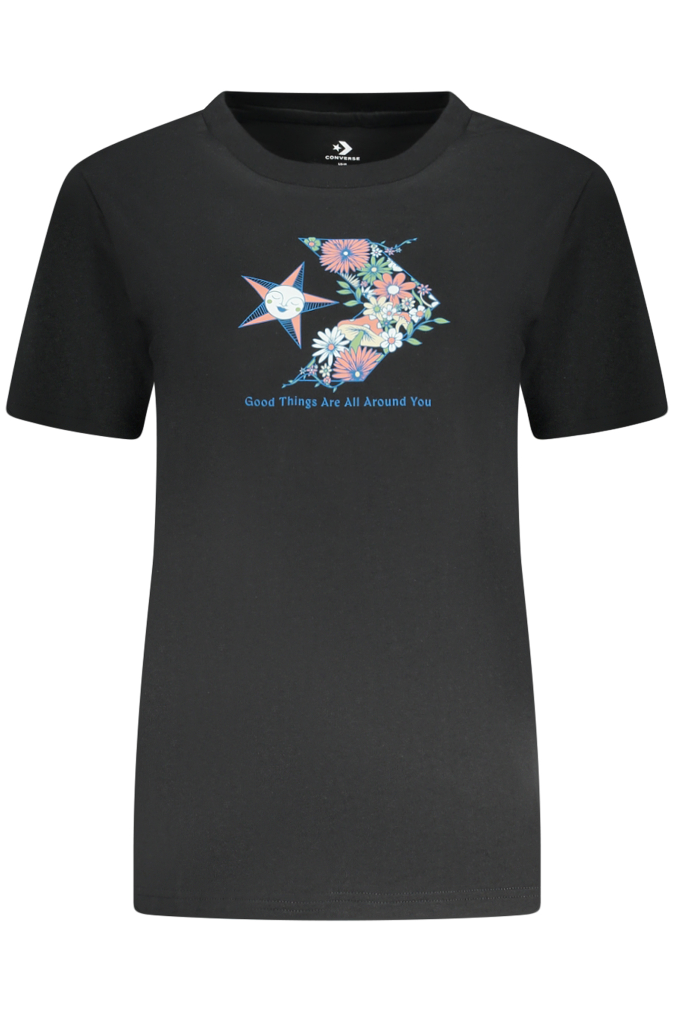 CONVERSE T-SHIRT MANICHE CORTE DONNA NERO