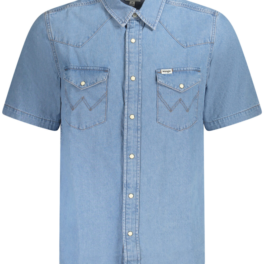 WRANGLER CAMICIA MANICHE CORTE UOMO AZZURRO